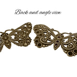 Butterfly Shaped Filigree Multi-Stone Chaton Setting Antiqued Brass Ox - Setting for Small Pointed Back Rhinestones - Nickel Free - 1 Piece