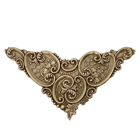 Large Corner Stampings - Antiqued Brass Ox - Art Nouveau Floral Flourish Trellis Scrapbooking Corners Victorian Style - Nickel Free USA Made