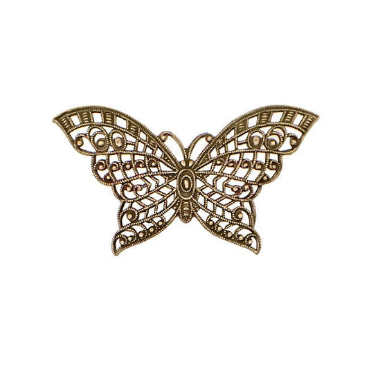 Lacy Butterfly Shaped Filigree - Antiqued Brass Ox - Intricate Detail Dapt Wings - Nickel Free - 1 Piece - High Quality European Brass