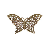 Lacy Butterfly Shaped Filigree - Antiqued Brass Ox - Intricate Detail Dapt Wings - Nickel Free - 1 Piece - High Quality European Brass