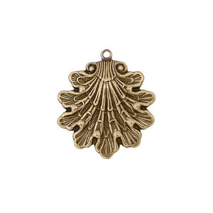 Antique Brass Ox Seashell Pendants - 2 Pieces - Medium Size - Fantasy Whimsical Mermaid Sea shell Ocean Beach Themed Jewelry Supplies