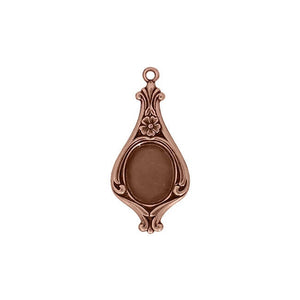 Drop Settings for 10x8mm Flat Back Stones and Cabochons - Antiqued Copper Ox - Nickel Free Made in the USA - Pendant for Earrings with Loop