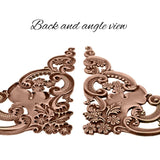 Large Corner Stampings - Antiqued Copper Ox - Art Nouveau Floral Flourish Scrapbooking Corners With Cut Outs Victorian Style - 1 Piece