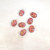 Colorful Czech Glass Faux Opal Oval Cabochons - Glass Opal Cabs - 18x13mm 18mm - Fuchsia, Red, PInk, and Yellow - Scrapbook Embellishments