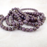 Czech Pressed Glass Beads - 6mm Smooth Round - Deep Purple Picasso