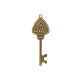 Love Key Brass Pendants - Antiqued Brass Ox Bronze Colored Key Charms with Hole and Flat Backs- USA Made Scrapbook Embellishments