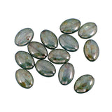 Lumi Green Luster Ovals - 15 Pressed Glass Beads 16x11mm Rustic Mottled Finish for Jewelry Making - Flat Oval Beads