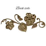 Large Floral Stamping - Antiqued Brass Ox - Art Nouveau Flourish with Flowers and Leaves Scrapbooking Metal Embellishment - 1 Piece