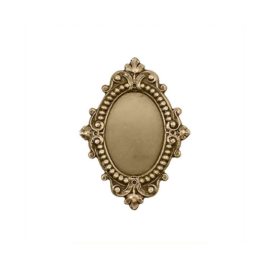 Antique Style Setting for 18x13mm Oval Flat Back Stones and Cabochons - Brass Ox - Nickel Free for Victorian Renaissance Designs - 2 Pieces