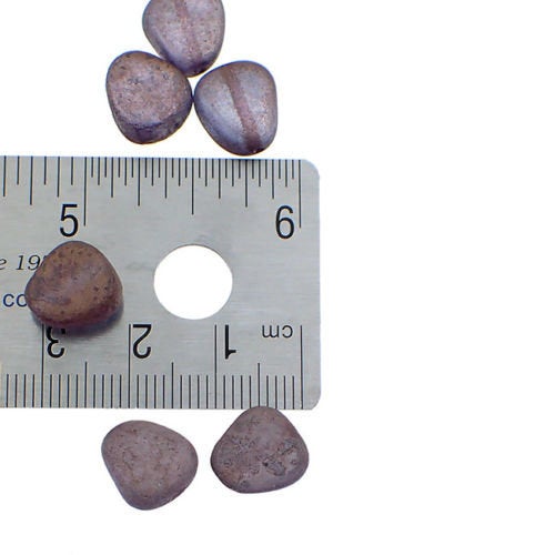 Etched Bronze Purple Czech Glass Nugget Beads - Matte Translucent Stone Luster Finish 11mm Pressed Chunky Beads - Purple Lumi
