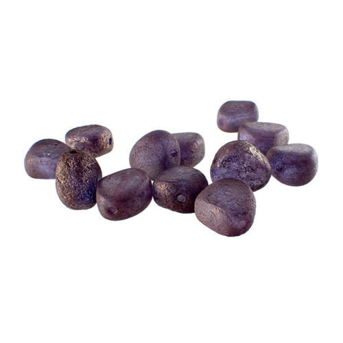 Etched Bronze Purple Czech Glass Nugget Beads - Matte Translucent Stone Luster Finish 11mm Pressed Chunky Beads - Purple Lumi