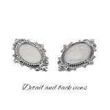 Silver Ox Antique Style Setting for 18x13mm Oval Flat Back Stones and Cabochons - Nickel Free for Victorian Renaissance Designs - 2 Pieces