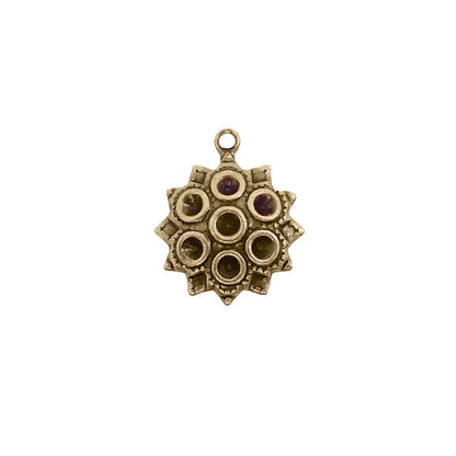 Chaton Settings for Multiple Stones - Antiqued Brass Ox Circular Setting Drop Charm or Pendant - Nickel Free Made in the USA - 4 Pieces