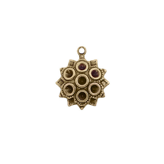 Chaton Settings for Multiple Stones - Antiqued Brass Ox Circular Setting Drop Charm or Pendant - Nickel Free Made in the USA - 4 Pieces
