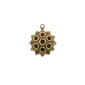 Chaton Settings for Multiple Stones - Antiqued Brass Ox Circular Setting Drop Charm or Pendant - Nickel Free Made in the USA - 4 Pieces