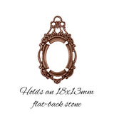Copper Ox Pendant Setting for 18x13mm Flat Back Stones and Cabochons - Antiqued Copper Prongs - Nickel Free Made in the USA