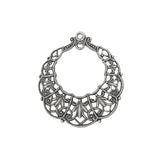 Filigree Hoops with Loop - Detailed Antiqued Silver Ox for Earrings - 2 Pieces - European Filigree Victorian French Renaissance Style