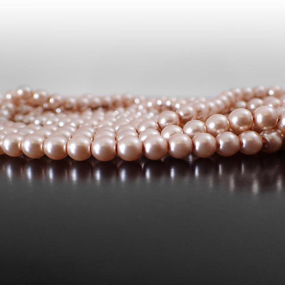 Pale Pink Shiny Czech Glass Faux Pearls - 6mm 25 Pieces - Light Rose Czech Pearl Beads for Jewelry Making