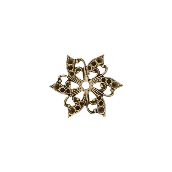 Multi-Stone Chaton Setting Antiqued Brass Ox - Flower Shaped Setting for Small Pointed Back Rhinestones - Nickel Free Made in the USA