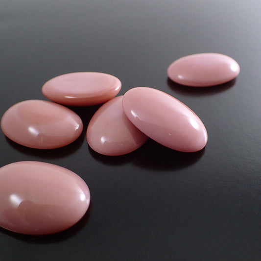 Czech Glass Cabochons - 25x18mm Oval - Dusty Pink Moonstone