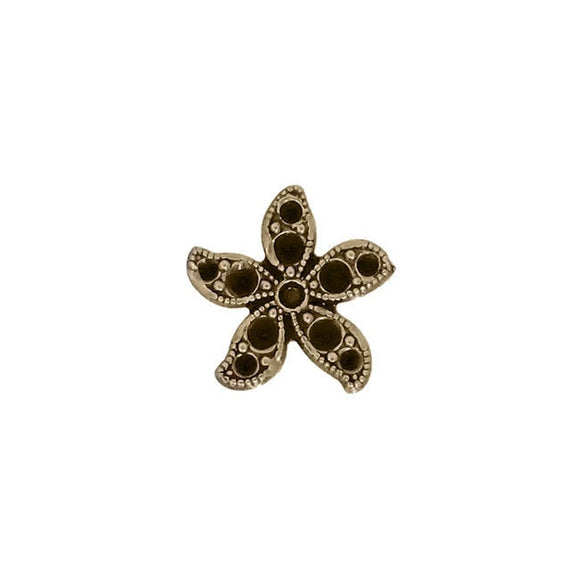 Multi-Stone Chaton Setting Antiqued Brass Ox - Starfish Flower Shaped Setting for Small Pointed Back Rhinestones - Nickel Free USA Made