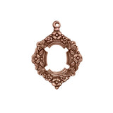 Floral Pronged Settings for 10x8mm Flat Back Stones and Cabochons - Antiqued Copper Ox with Prongs and Loop - Nickel Free - 2 Pieces