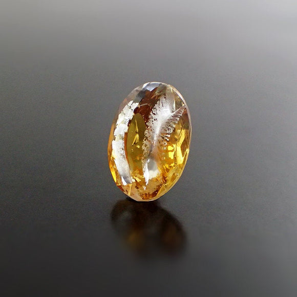 Rare Transparent Topaz and Crystal Clear Silver Foil Czech Glass Faceted Stones - 18x13mm - Amber Orange Yellow Glass Jewels