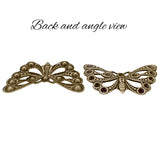 Butterfly Shaped Multi-Stone Chaton Setting Antiqued Brass Ox - Setting for Small Pointed Back Rhinestones - Nickel Free - 2 Pieces