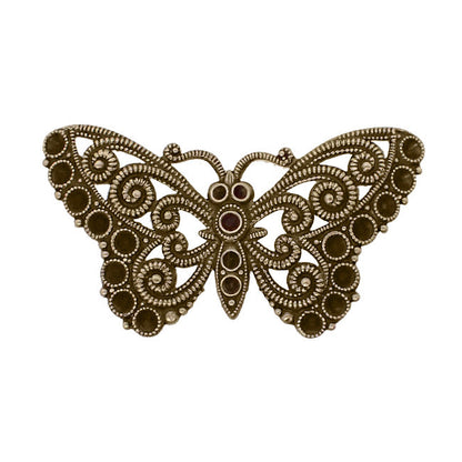 Butterfly Shaped Filigree Multi-Stone Chaton Setting Antiqued Brass Ox - Setting for Small Pointed Back Rhinestones - Nickel Free - 1 Piece