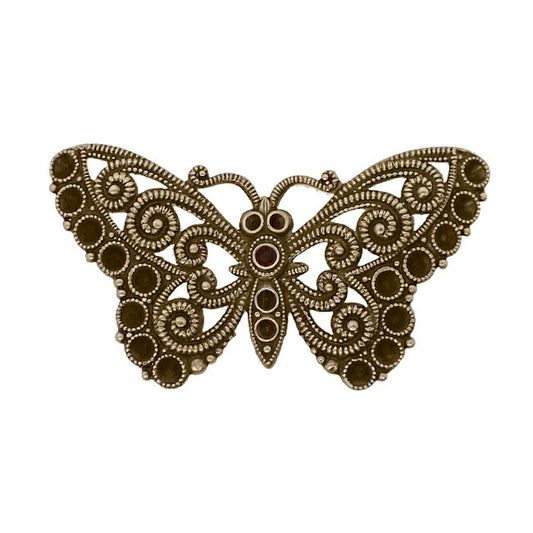 Butterfly Shaped Filigree Multi-Stone Chaton Setting Antiqued Brass Ox - Setting for Small Pointed Back Rhinestones - Nickel Free - 1 Piece