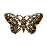 Butterfly Shaped Filigree Multi-Stone Chaton Setting Antiqued Brass Ox - Setting for Small Pointed Back Rhinestones - Nickel Free - 1 Piece
