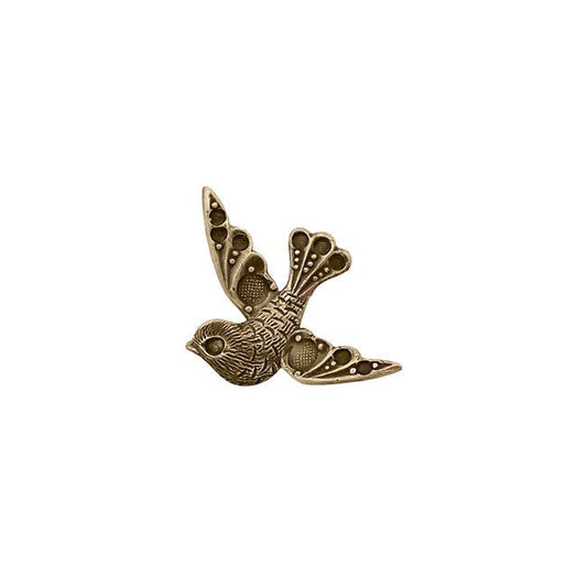 Small Bird with Settings for Tiny Round Rhinestones - Antiqued Brass Ox - Nickel Free - 2 Pieces - Vintage Style Scrapbook Embellishments