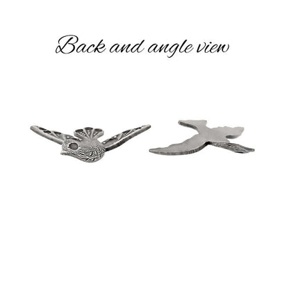 Small Bird with Settings for Tiny Round Rhinestones - Antiqued Silver Ox - Nickel Free - 2 Pieces - Vintage Style Scrapbook Embellishments