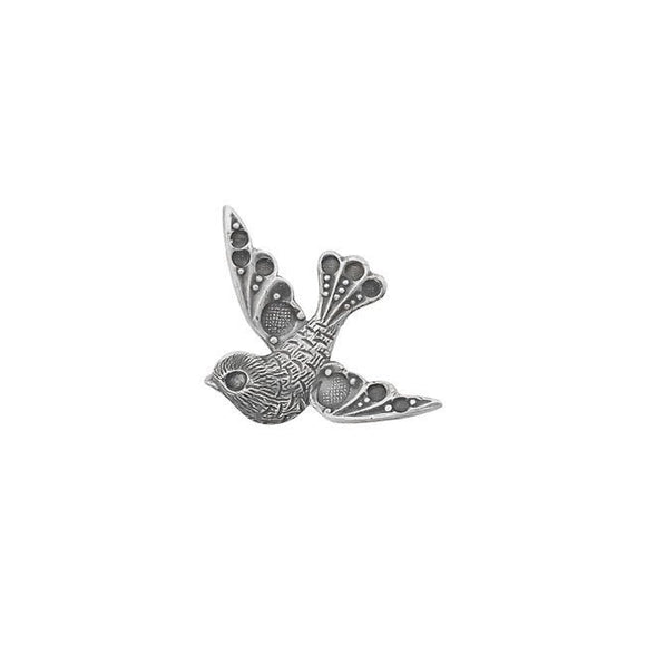 Small Bird with Settings for Tiny Round Rhinestones - Antiqued Silver Ox - Nickel Free - 2 Pieces - Vintage Style Scrapbook Embellishments
