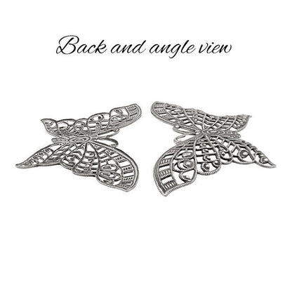 Butterfly Filigree with Lacy Wings - Antiqued Silver Ox - Intricate Detail Dapt Wings Rare Filigree - 1 Piece - High Quality European Brass