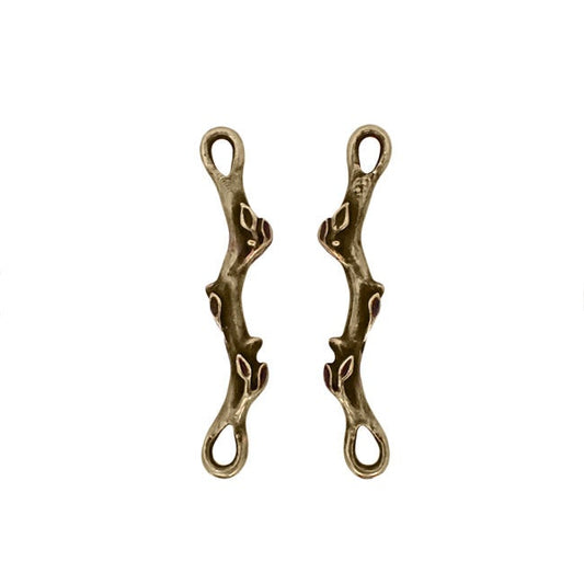 Tierracast Botanical Branch Connector Antique Brass Oxide - 2 Pieces - Bronze Plated Pewter Branch Links Made in the USA - Nature Components