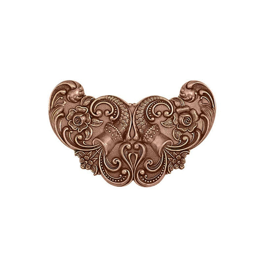 Large Floral Stamping - Antiqued Copper Ox Victorian Art Nouveau Style Scrapbook Corner Embellishment - USA Made Jewelry Making Supplies