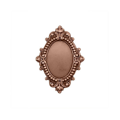 Antique Style Setting for 18x13mm Oval Flat Back Stones and Cabochons - Copper Ox - Nickel Free for Victorian Renaissance Designs - 2 Pieces