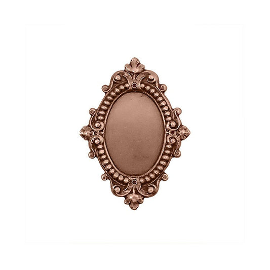 Antique Style Setting for 18x13mm Oval Flat Back Stones and Cabochons - Copper Ox - Nickel Free for Victorian Renaissance Designs - 2 Pieces