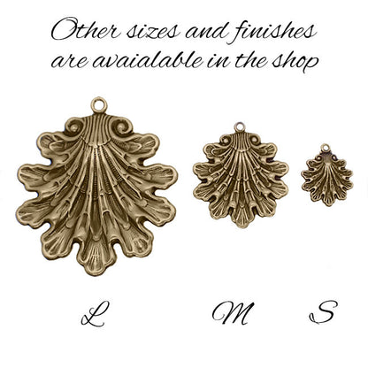 Antique Brass Ox Seashell Charms - 4 Pieces - Small Size - Fantasy Whimsical Mermaid Sea shell Ocean Beach Themed Jewelry Supplies