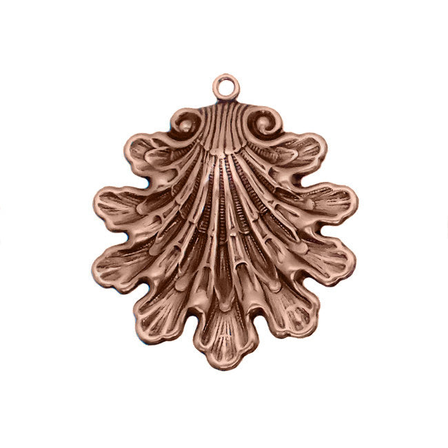 Antique Copper Ox Seashell Pendant - 1 Piece - Large Size - Fantasy Whimsical Mermaid Sea shell Ocean Beach Themed Jewelry Supplies