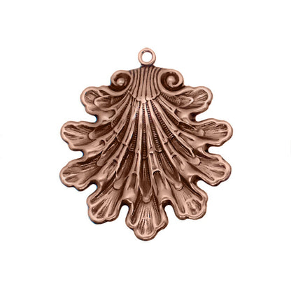 Antique Copper Ox Seashell Pendant - 1 Piece - Large Size - Fantasy Whimsical Mermaid Sea shell Ocean Beach Themed Jewelry Supplies