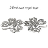 Large Four Leaf Clover Filigree - Antique Silver Ox Stampings - Intricate Detail Nickel Free - 1 Piece - High Quality Vintage European Brass
