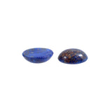Unusual Cobalt Blue Silk Topaz Mix with Copper Foil Handmade Czech Glass Cabochons - Pearly Dark Blue - 18x13mm Oval Flat Back Stone 1 Piece