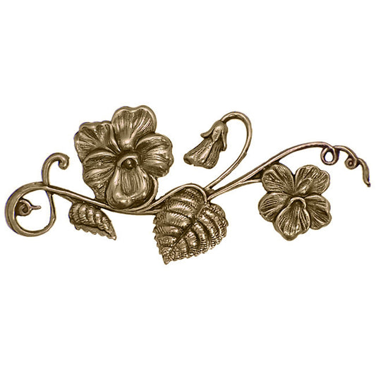 Large Floral Stamping - Antiqued Brass Ox - Art Nouveau Flourish with Flowers and Leaves Scrapbooking Metal Embellishment - 1 Piece