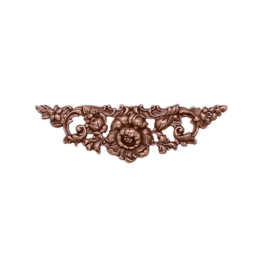 Medium Floral Stamping - Antiqued Copper Ox - Victorian Art Nouveau Flourish Scrapbooking Metal Embellishment or Jewelry Base - 1 Piece