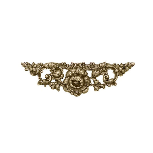 Medium Floral Stamping - Antiqued Brass Ox - Victorian Art Nouveau Flourish Scrapbooking Metal Embellishment or Jewelry Base - 1 Piece