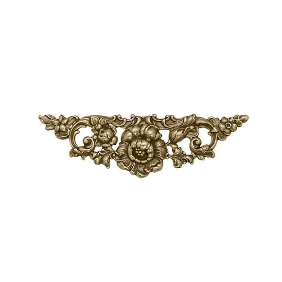 Medium Floral Stamping - Antiqued Brass Ox - Victorian Art Nouveau Flourish Scrapbooking Metal Embellishment or Jewelry Base - 1 Piece