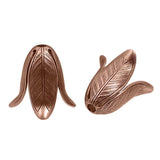 Large Flower Caps - 2 Pieces - Antiqued Copper Ox Plated Brass - Tall 3D Flower Stampings Made in the USA - Vintage Style Jewelry Supplies