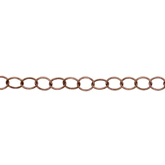 Soldered Extender Chain - Antiqued Copper Ox Round Wire Oval Links - Jewelry Making Cable Chain - Nickel Free Lead Free